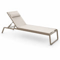 Tumbona de jardín reclinable de aluminio con textilene beige y almohada 200 x 66 x 34 cm