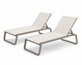 Set de 2 tumbonas reclinables de exterior de aluminio taupe beige 190 cm x 65 cm x 92 cm con textilene beige