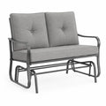 Banco balancín de jardín 2 plazas 125 cm x 78 cm x 88 cm acero gris oscuro con cojines grises estilo mecedora exterior